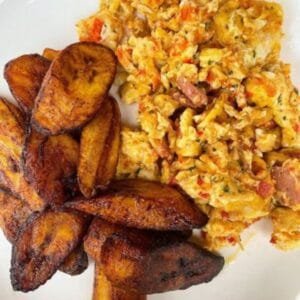 Fried Plantain with Egg Sauce